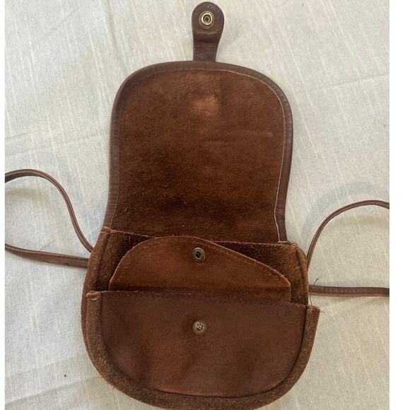 Brown Boho Western Cross Shoulder Saddle Purse Suede Leather - Picture 9 of 10